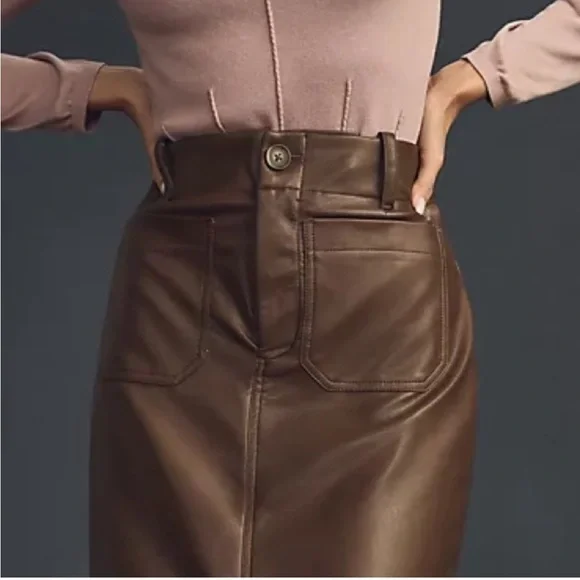 Anthropologie The Colette Faux Leather Maxi Skirt by Maeve - Picture 4 of 8
